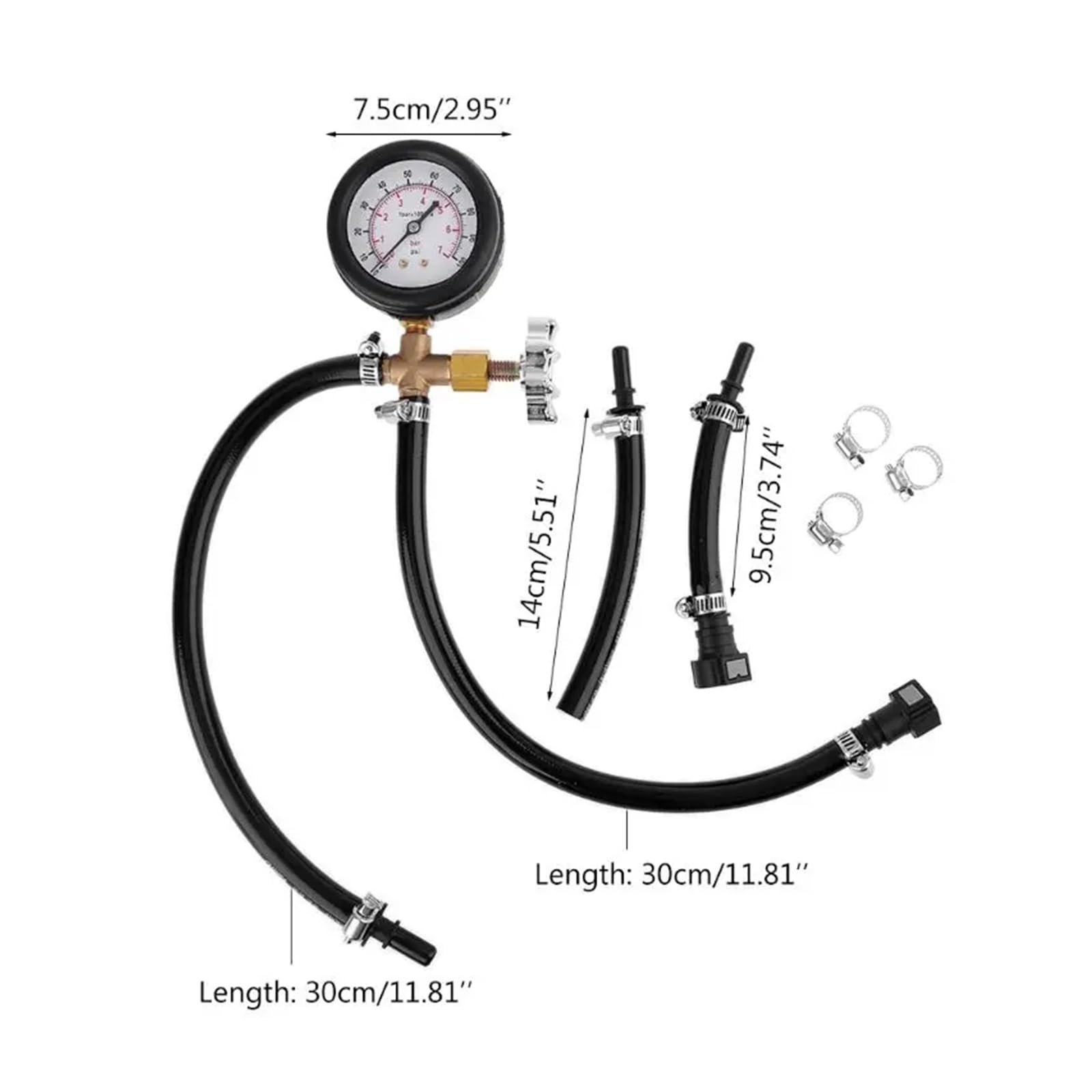 Manometro Pressione Acqua Manometro for test di pressione della pompa iniezione del carburante a collegamento rapido con valvola 0-100 PSI per Auto