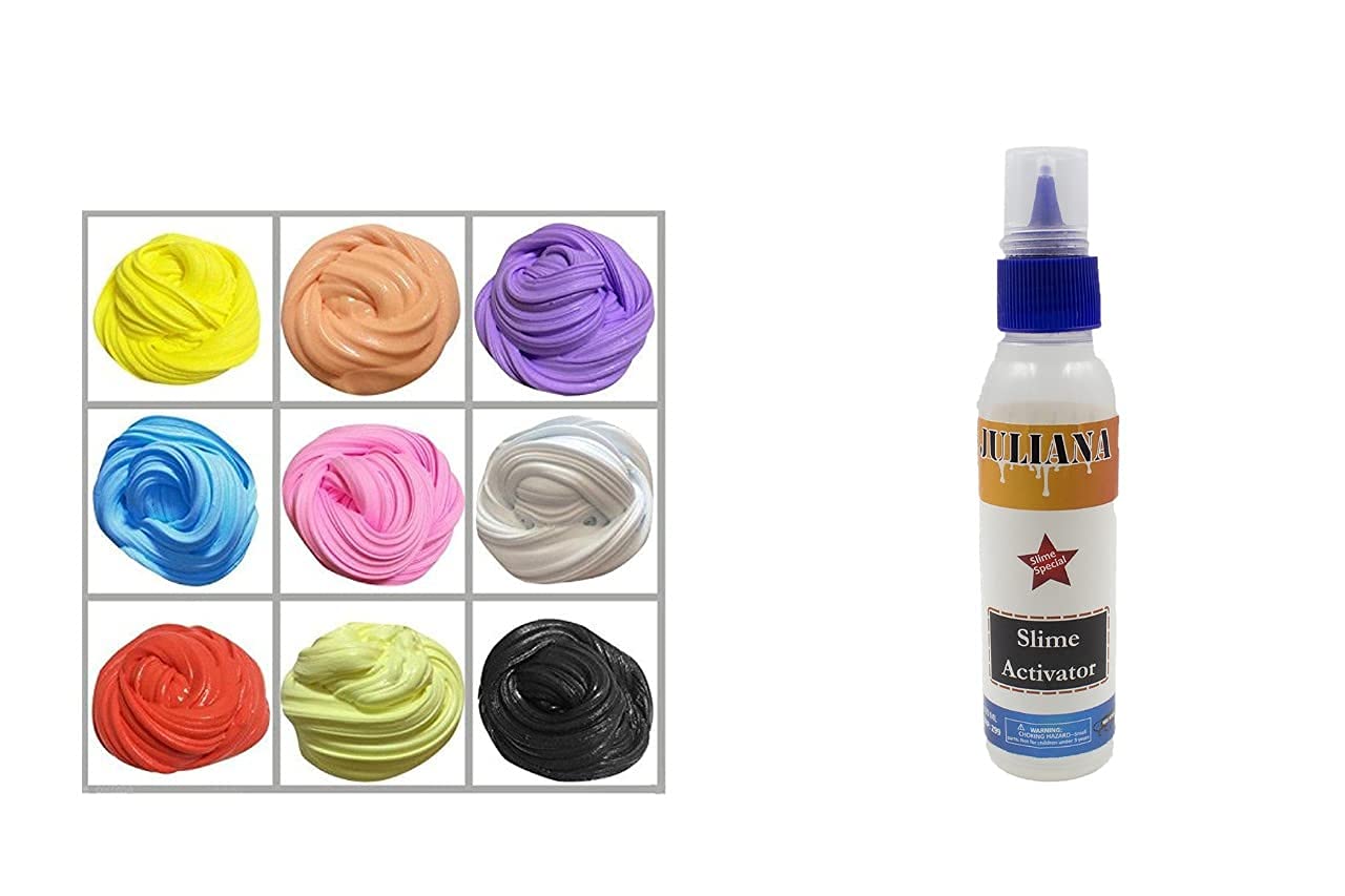 Juliana Fluffy Slime - Slime Stress Relief Toy Scented Sludge Toy For Kids And Adults (Pack Of 9) Multi color