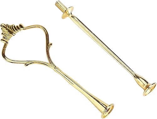 Miniatura 8 de Bandeja para cupcakes para tartas, mango para plato de frutas, soporte de montaje de hardware de 2 niveles, corona dorada