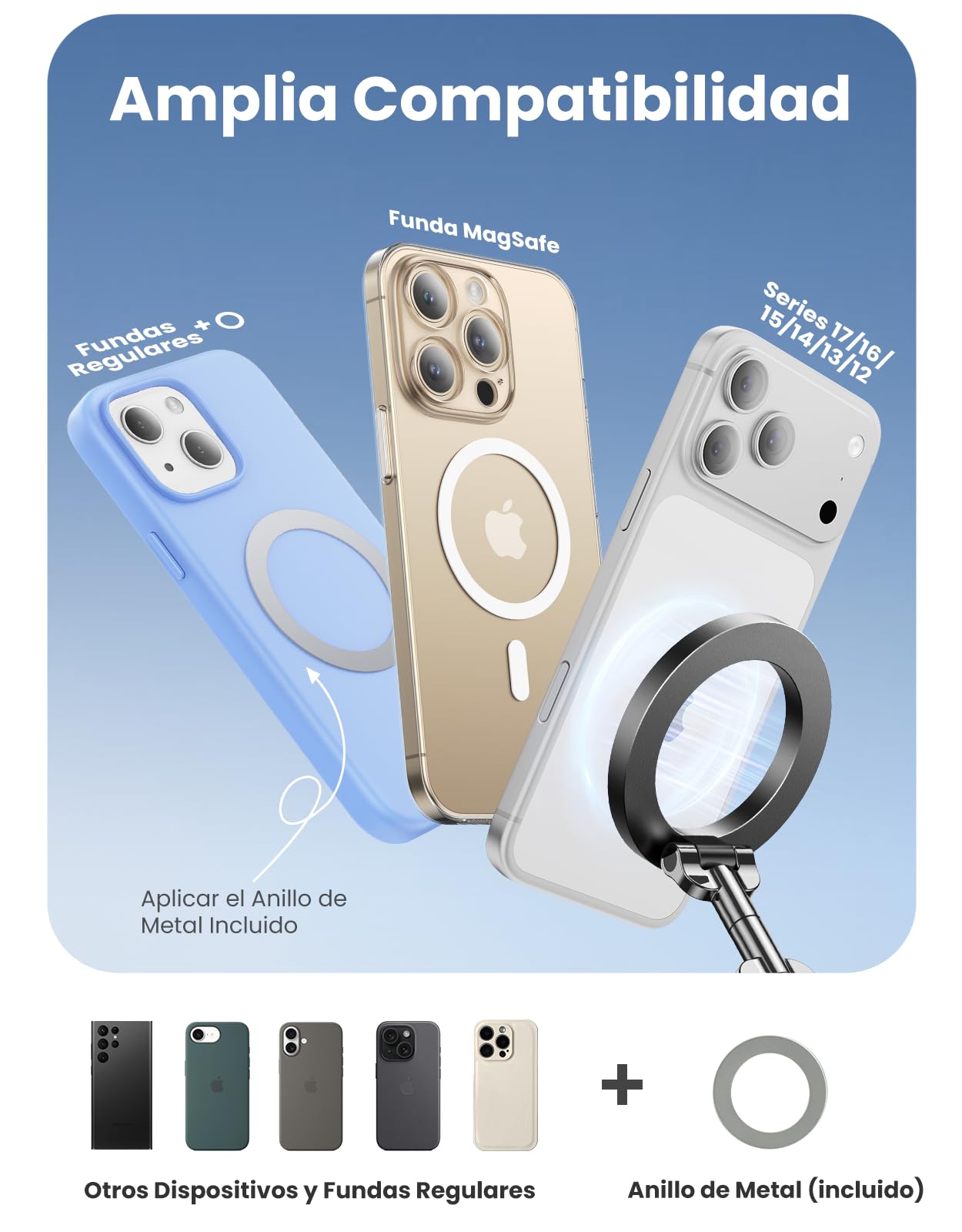 Magnetic Mobile Phone Car Holder with Vacuum Suction Nano Gel Enhanced, Adjustable 360° & Foldable Support Telemovel Cart for MagSafe, Includes Metal Ring, Universal for iPhone/Android — view 6