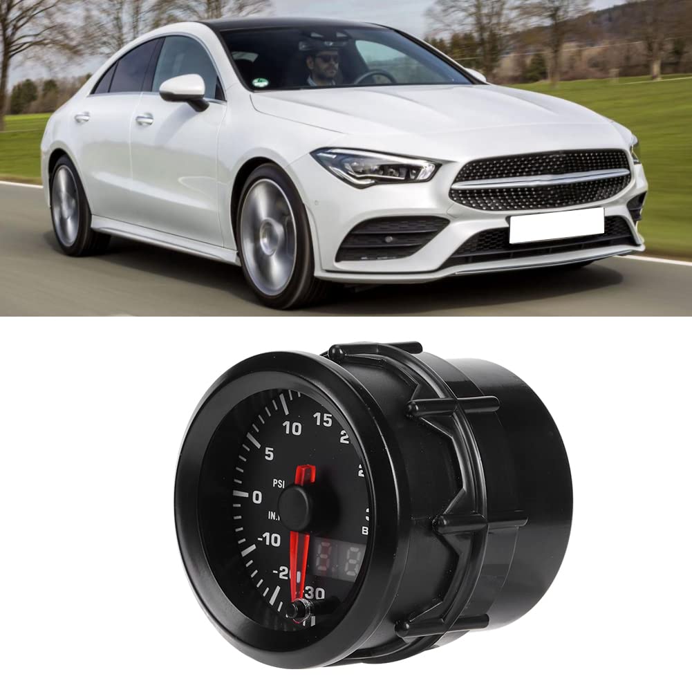 Tbest Wskaźnik Turbo Boost 52 Mm Uniwersalny Samochodowy Przyrząd Samochodowy z Wyświetlaczem LED, Miernik Wysokiego Ciśnienia do Monitorowania Wydajności Silnika, Kompatybilny z większością Pojazdów