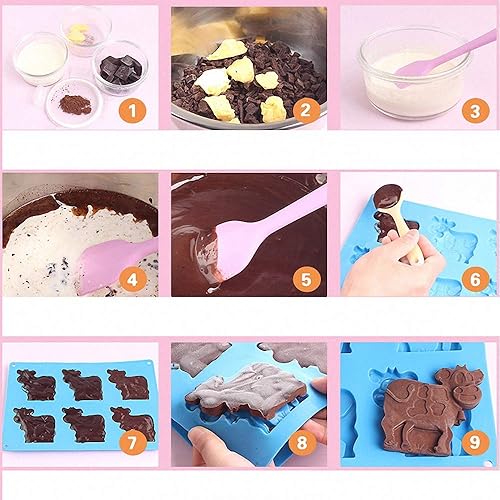 Miniatura 8 de Paquete de 2 moldes de chocolate de vaca, molde para pasteles de ganado lechero, molde de silicona para dulces, fondant, galletas, galletas, molde