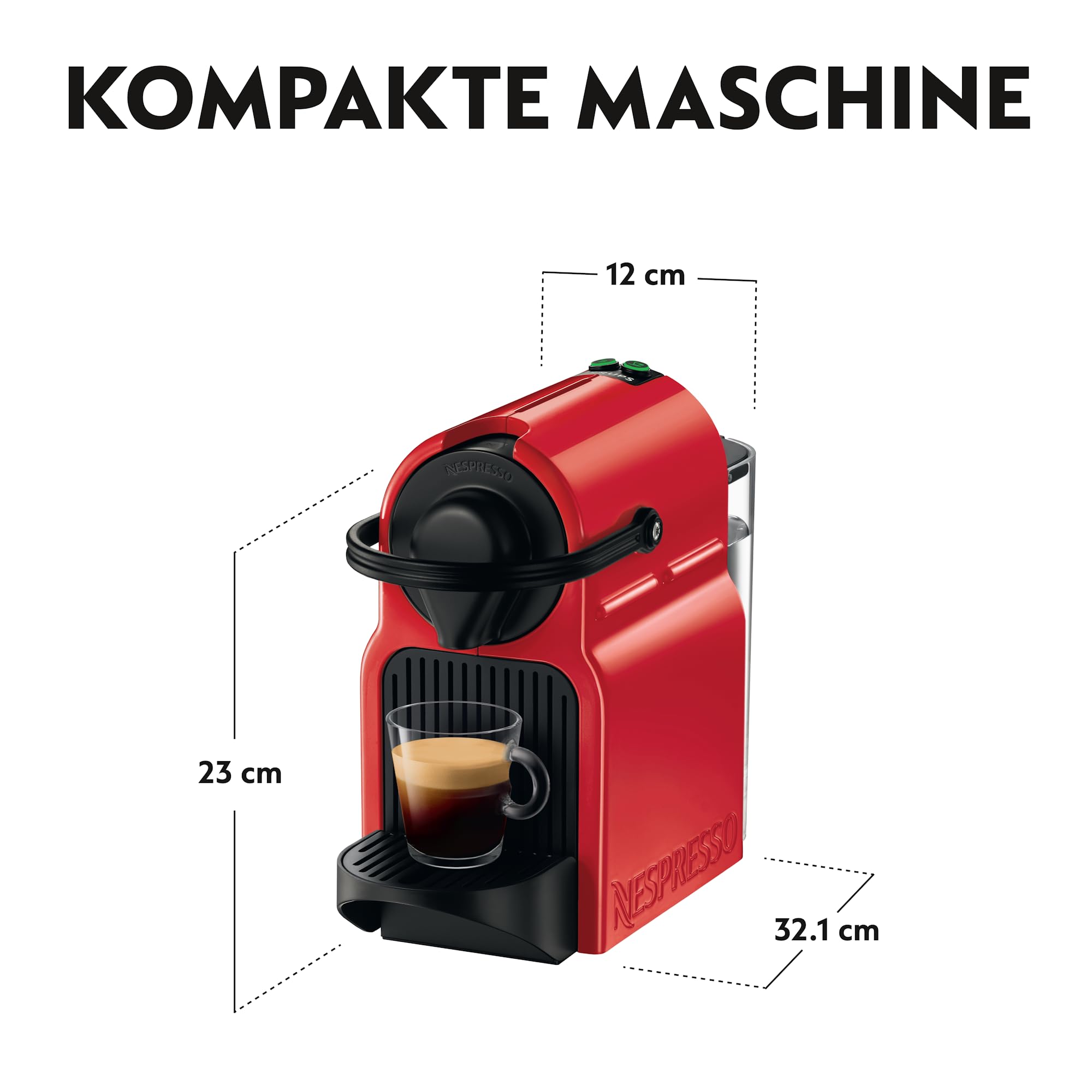 NESPRESSO KRUPS Inissia Rot Original Kapselmaschine, 19 Bar, 25 Sek. Aufheizzeit, 2 Tassengrößen, automatische Abschaltung