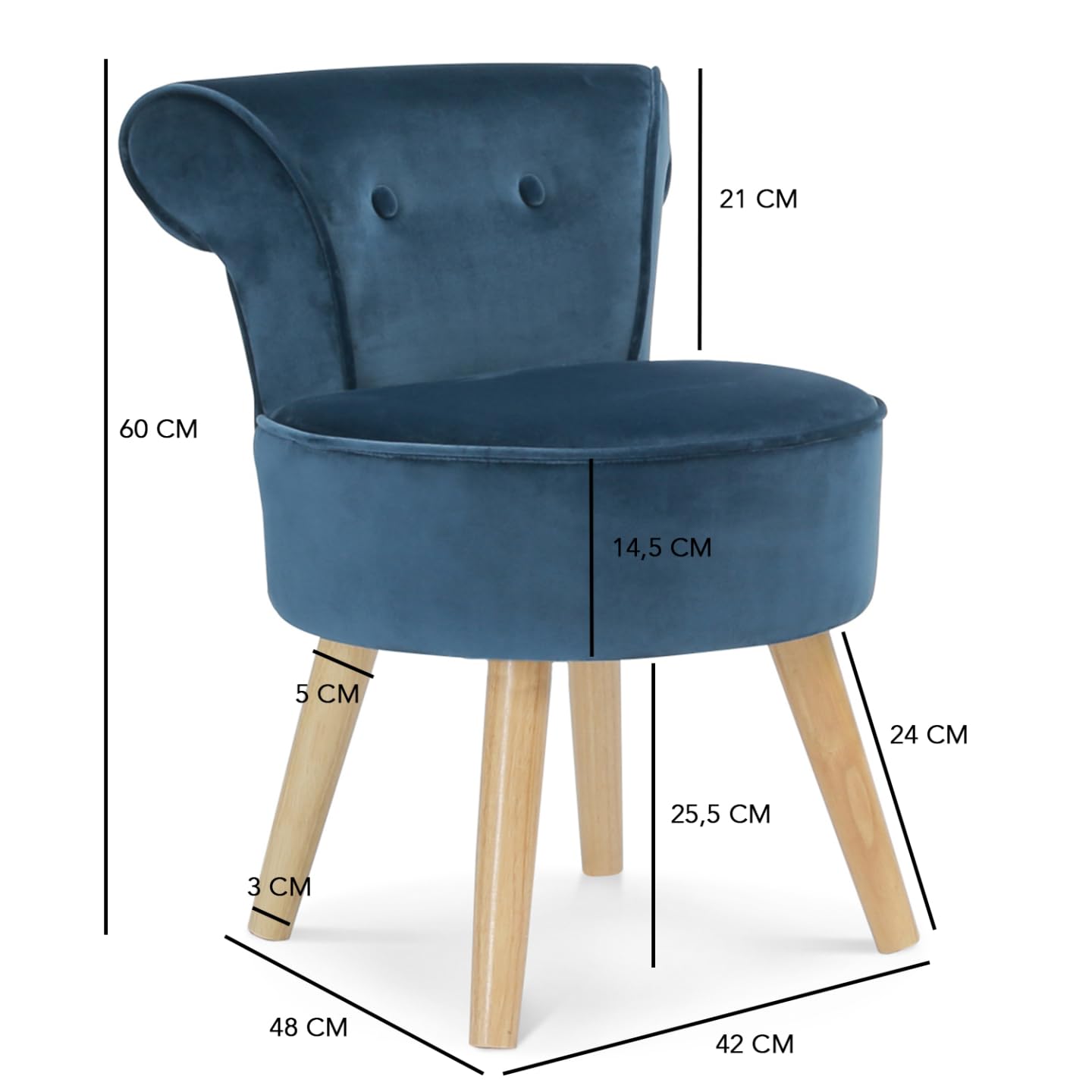IDMarket - Fauteuil Crapaud en Velours Bleu