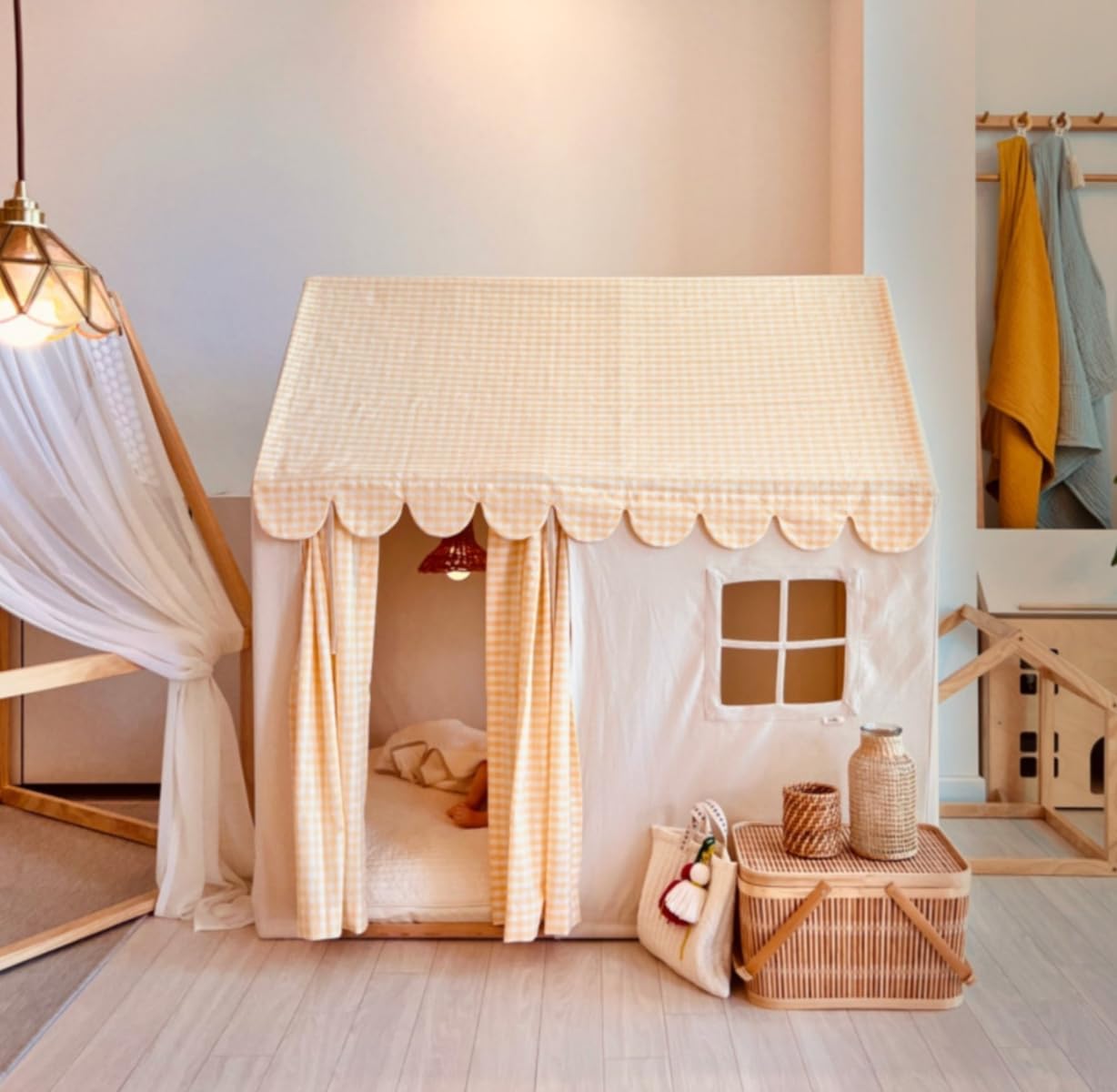 キッズテント子供用テント テントプレイテント、子供用テント、子供用キャンバスプレイハウス、 Ptomoto子供用テント プレイテント キャンバスプレイハウス 幼児用室内ベッドテント 男の子と女の子向けおもちゃ 幼稚園・親子部