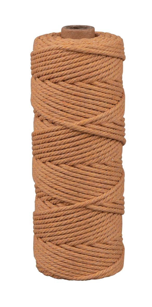 Rayher Poly-Cotton Macrame Cord with a Diameter of 3mm, Soft Crochet Thread, Yarn for Crafts, Floristry and Decorations, 70m, Hazel, 44007536