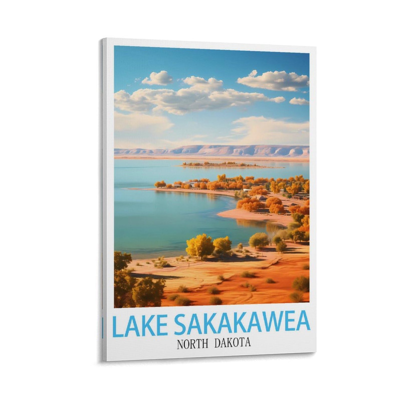 HXHNFER Lake Sakakawea North Dakota Vintage Travel Poster 12x18inch(30x45cm) Canvas Wall Posters And Art Pictures Prints Paintings Bedroom Decor