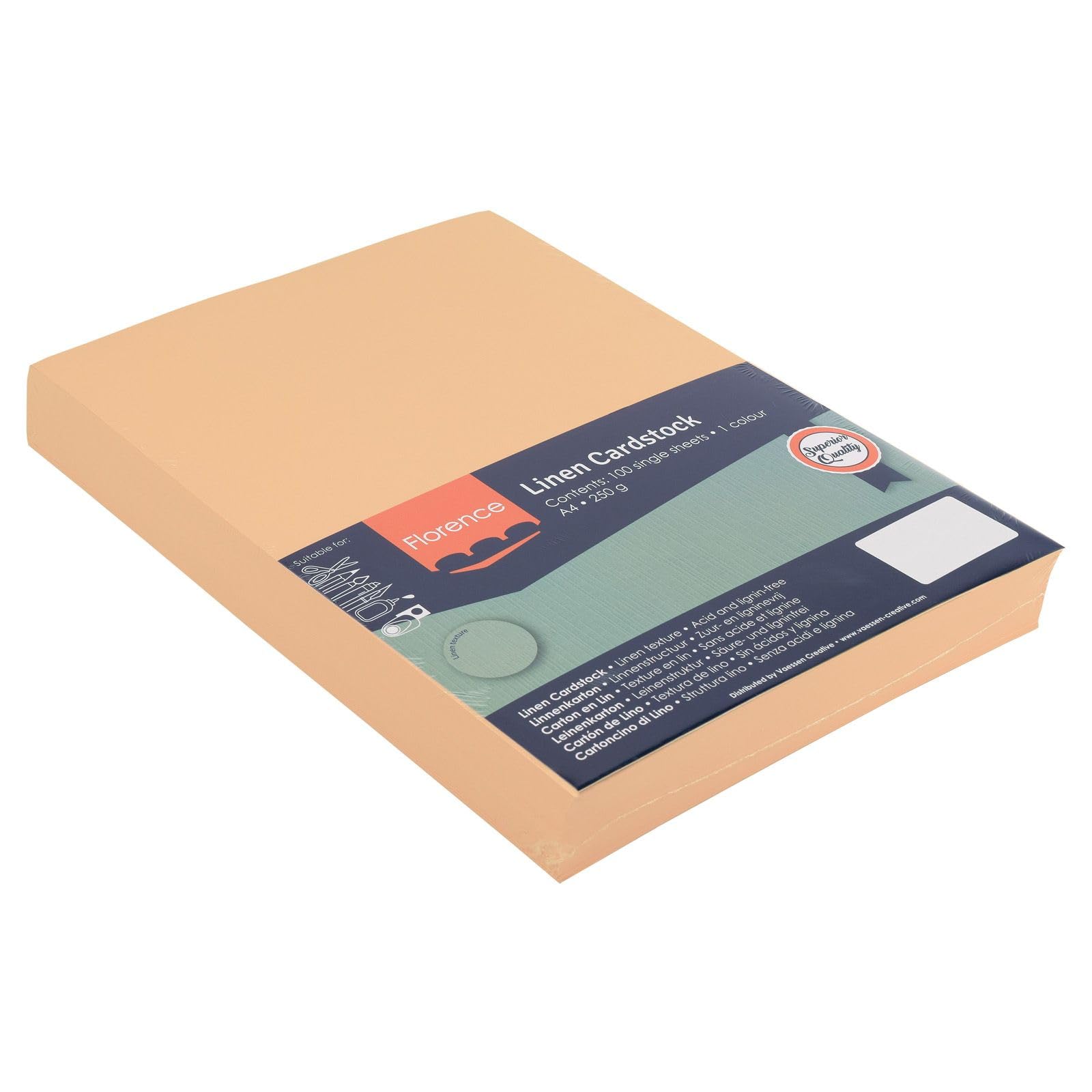 Florence Linen Cardstock A4 Beige (Parchment), 100 Sheets of 250 GSM Coloured Paper - Image 3