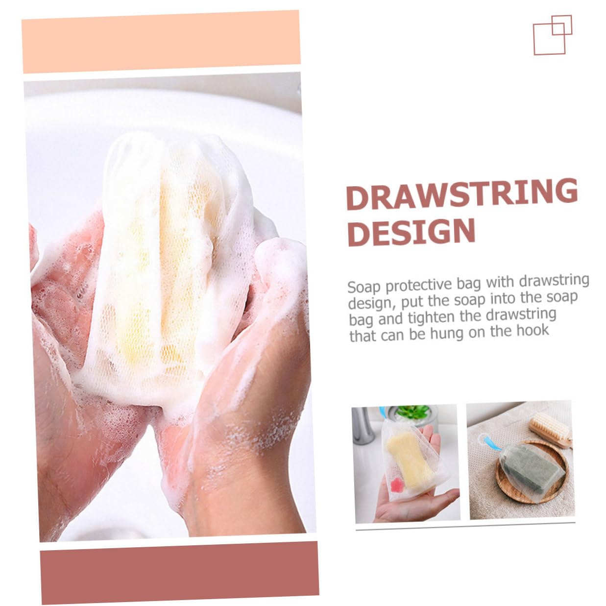 Ipetboom 2Pcs Portable Facial Soap Foaming Nets Fine Mesh Bags with Hanging for Easy Storage Create Rich Bubbles for Gentle Face Cleansing Practical Household Cleansing Accessories