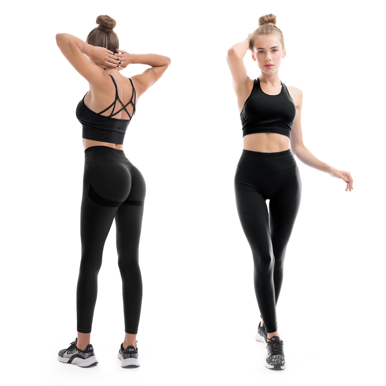 SINOPHANT Sportowe legginsy damskie, wysoka talia, Scrunch Butt Push Up, bezszwowe, elastyczne spodnie do jogi