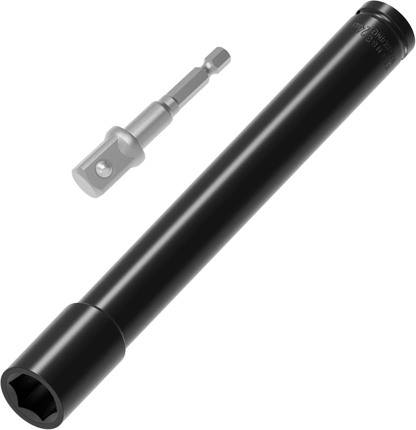 1/2" Inch Drive Socket Accessory Set, 24mm(15/16") Deep 6-Point Impact Socket 12 Inch Length and 1/4 Inch Hex Shank Adapter, Heat-Treated CR-V Deep Impact Socket Kit