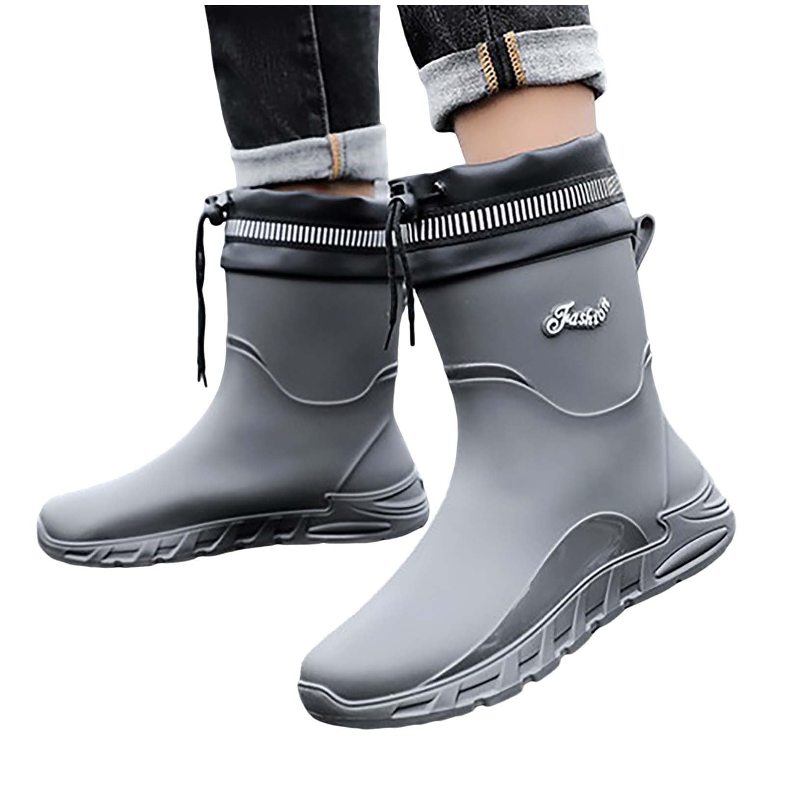 Botas de goma para hombre, botas de lluvia, impermeables, botines de goma, botas de jardín al aire libre, antideslizantes, botas de goma de media altura, botas de lluvia
