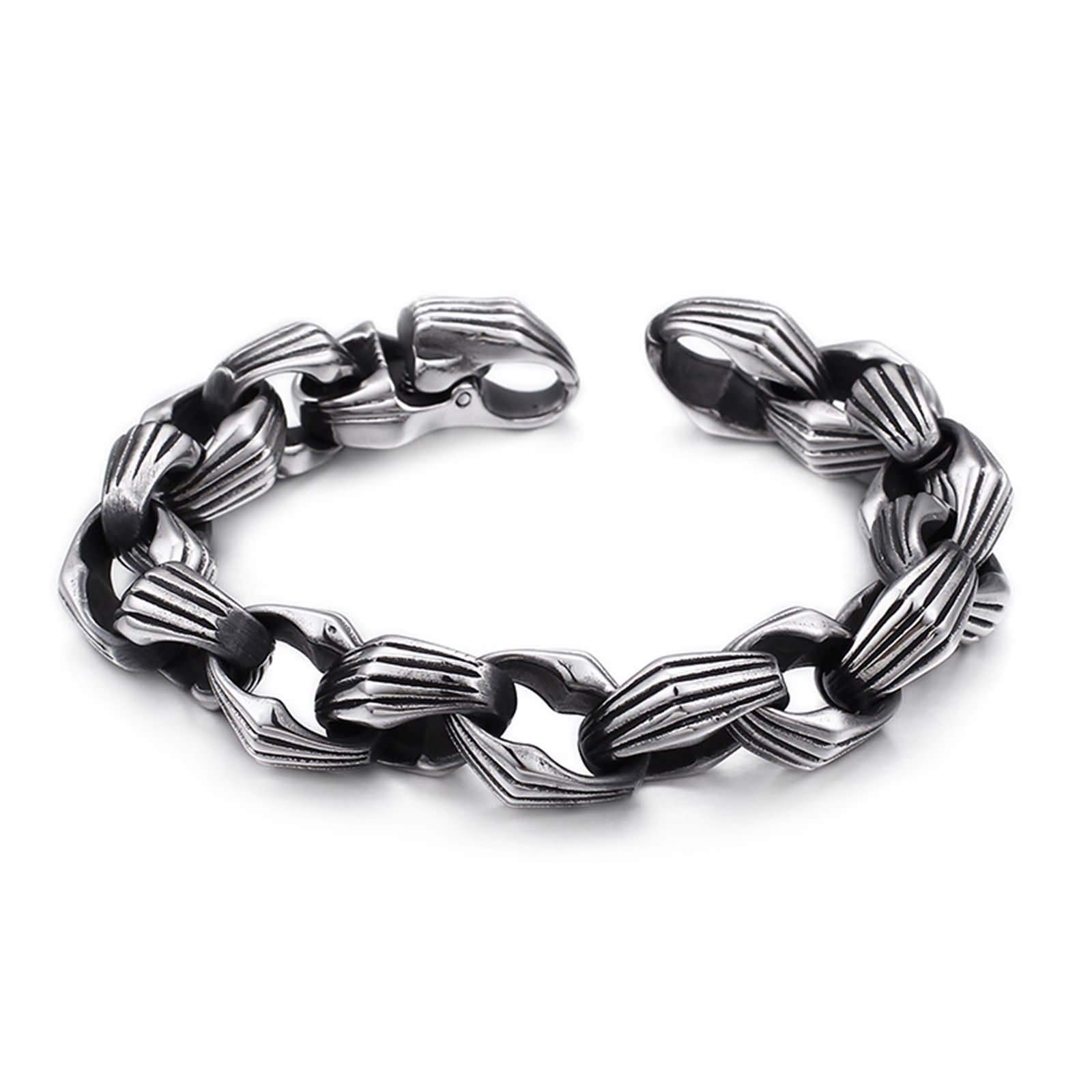 Braccialetti Catena Uomo,Bracciale di Acciaio Uomo Catena Bracciali Argento