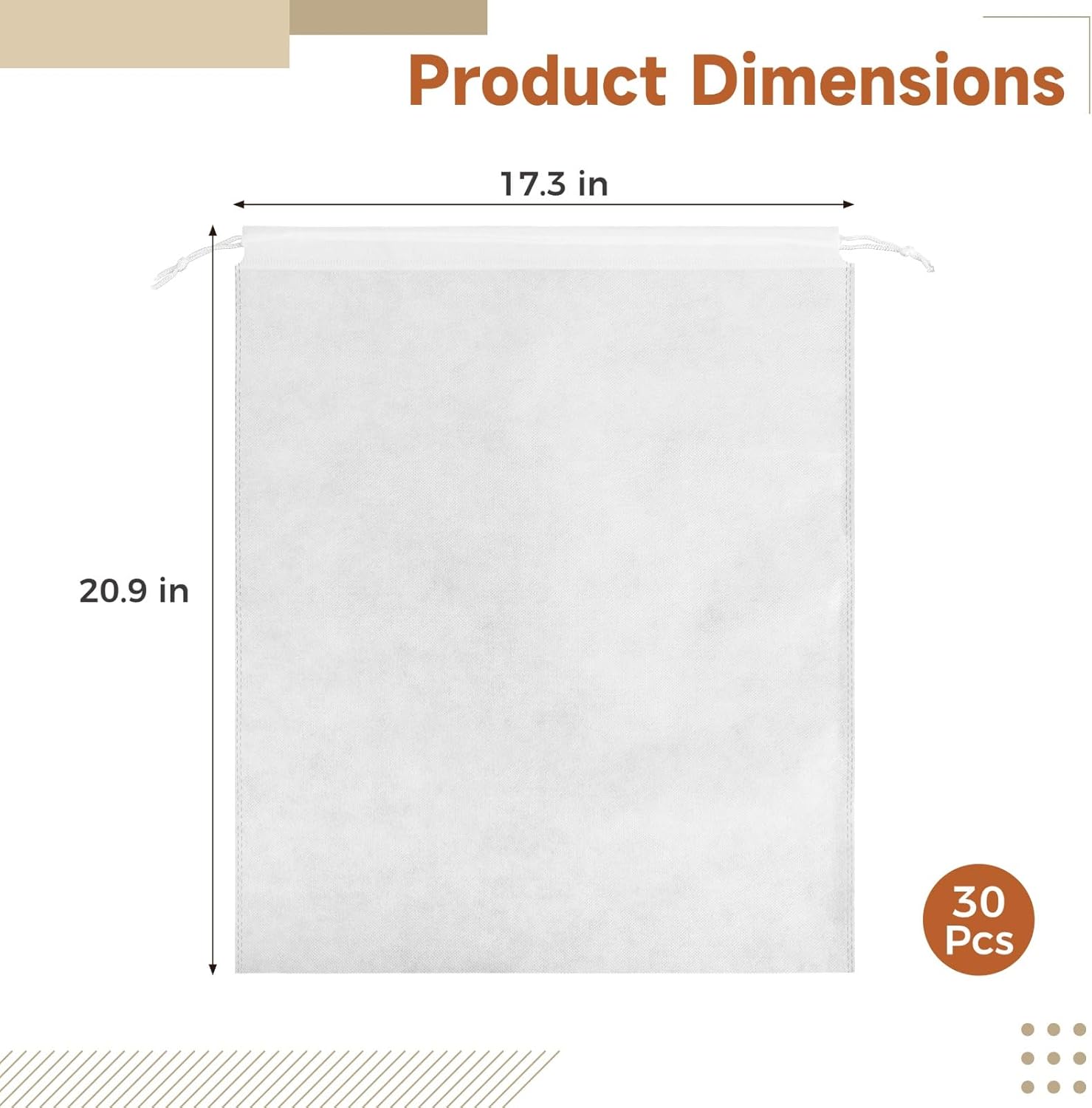 30 Pcs Dust Bags for Handbags and Purses, 17 x 21 in Purse Dust Bags for Storage, Non-Woven Breathable Storage Bags for Purses, Shoes, Boots, Clothes, Reusable Travel Home Organizer Bag