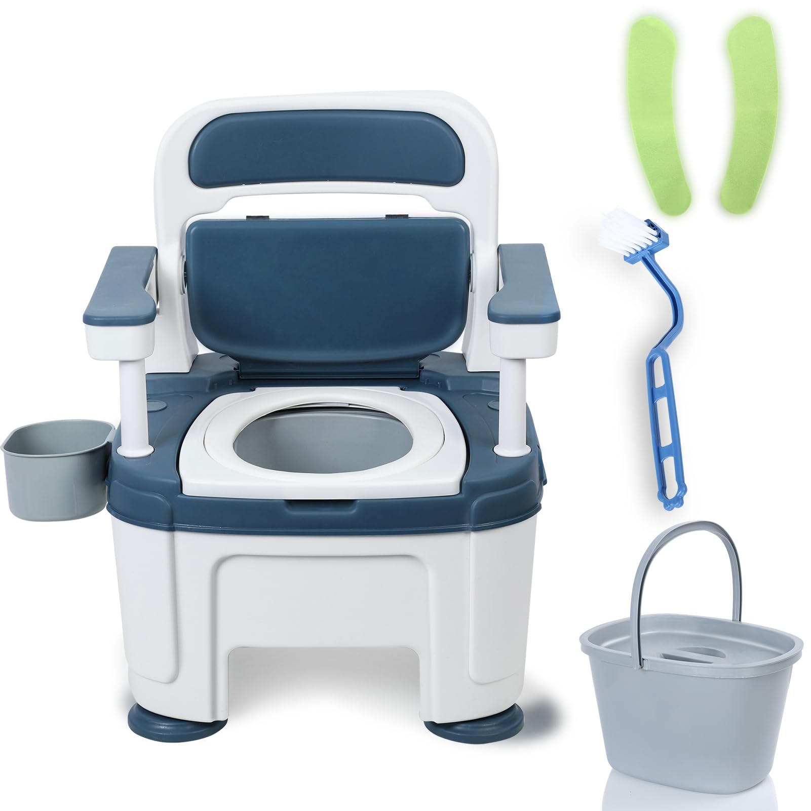 Nachtkommode, tragbare Toilette, Toilettenstuhl mit Griffen, höhenverstellbar, mobile tragbare Toilette, Erwachsenen-Töpfchenstuhl, Belastung 400 kg, für Senioren, Behinderungen, ältere