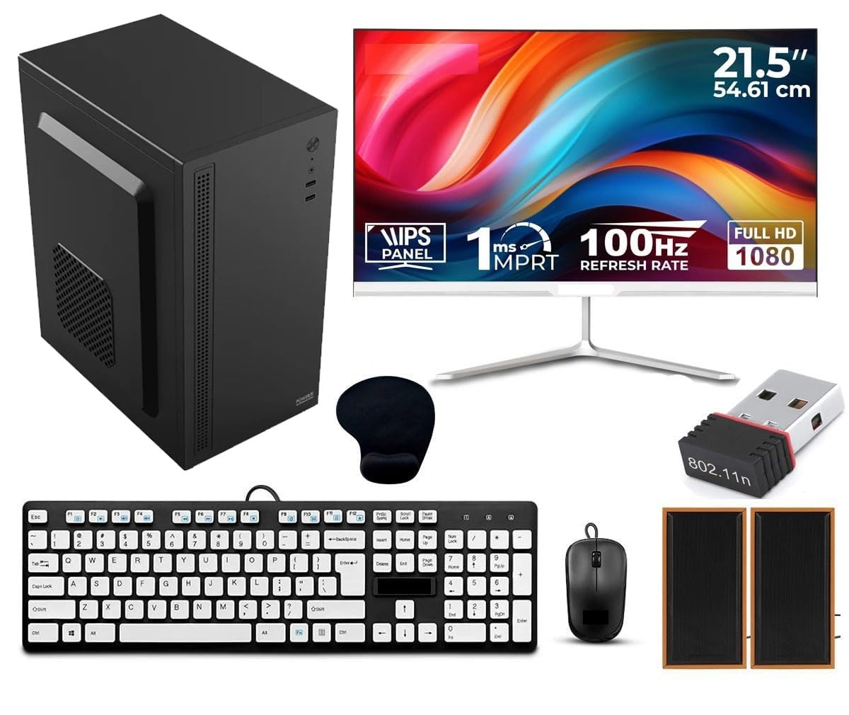 Desktop Computer Set with i7-3770 3.40GHz, 21.5-inch FHD 100Hz Monitor, 16GB RAM, 256GB SSD, Windows 10, Keyboard, Mouse, Wi-Fi Dongle, Speakers