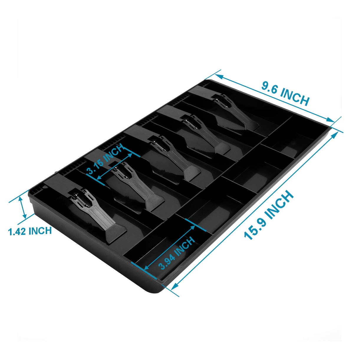 Cash Register Drawer Insert Tray with 5 Bill/4 Coin Compartments for