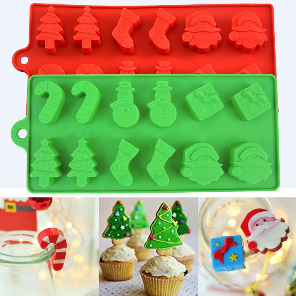 SUNCHE Weihnachts-Silikonformen 3D - 3 Stück Mit Schneemann, Rentier & Schlitten