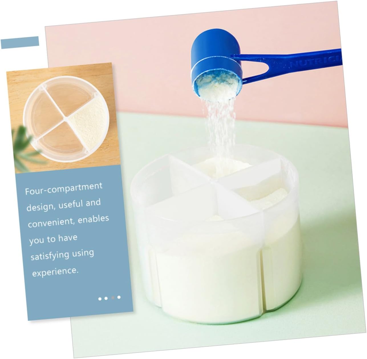 2-piece Holder Portable Milk Powder Box 4 Compartment Dispenser Travel Container for Outdoor Travel