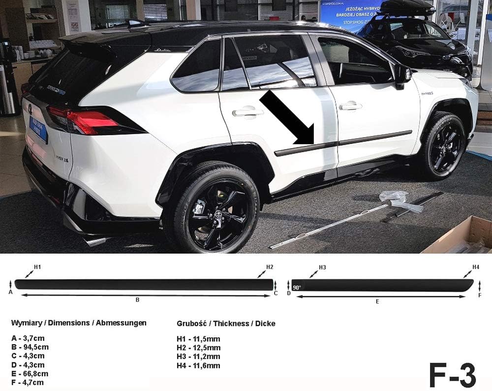 Spangenberg Side Protection Strips Black Suitable for Toyota RAV4 V 5th Generation RAV 4 from 01.2019 - F3 (3700003)