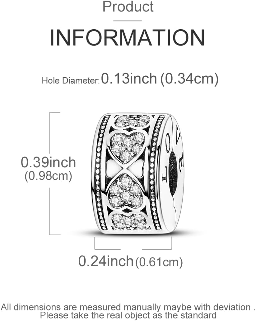 Hapour Clip Spacer Charm for Bracelet Clip Lock Stopper Bead Spacer DIY Fit European Snake Bracelet Openable 925 Sterling Silver Beads Jewelry for Women Mom - Image 3