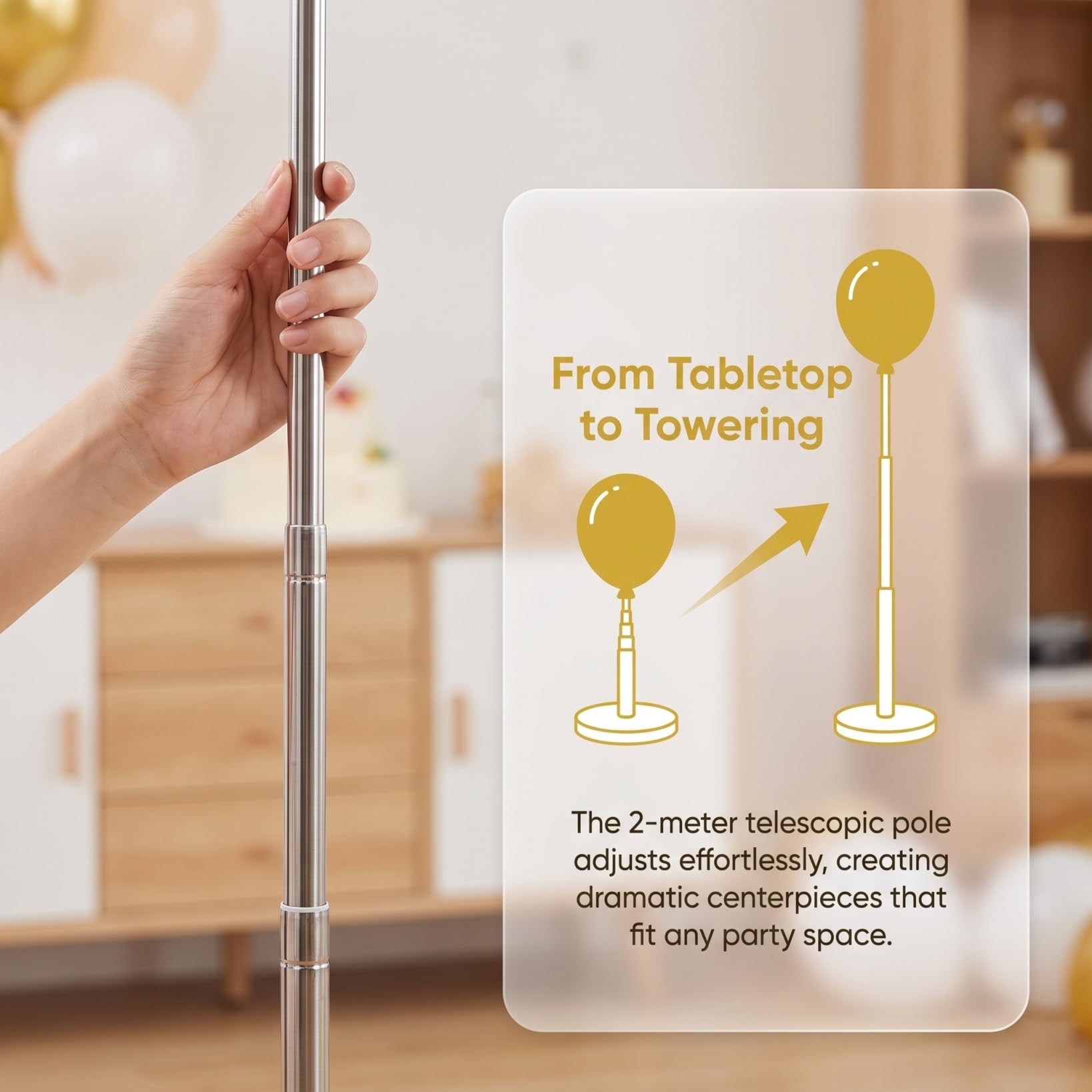 NUOBESTY Juego de 2 soportes para globos de boda con postes ajustables para centros de mesa de fiesta