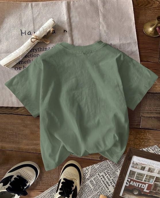Image of Jawdrobe Cotton Blend Oversized Fit Half Sleeve Printed Round Neck T-Shirt for Women | Aesthetic Summer Wear