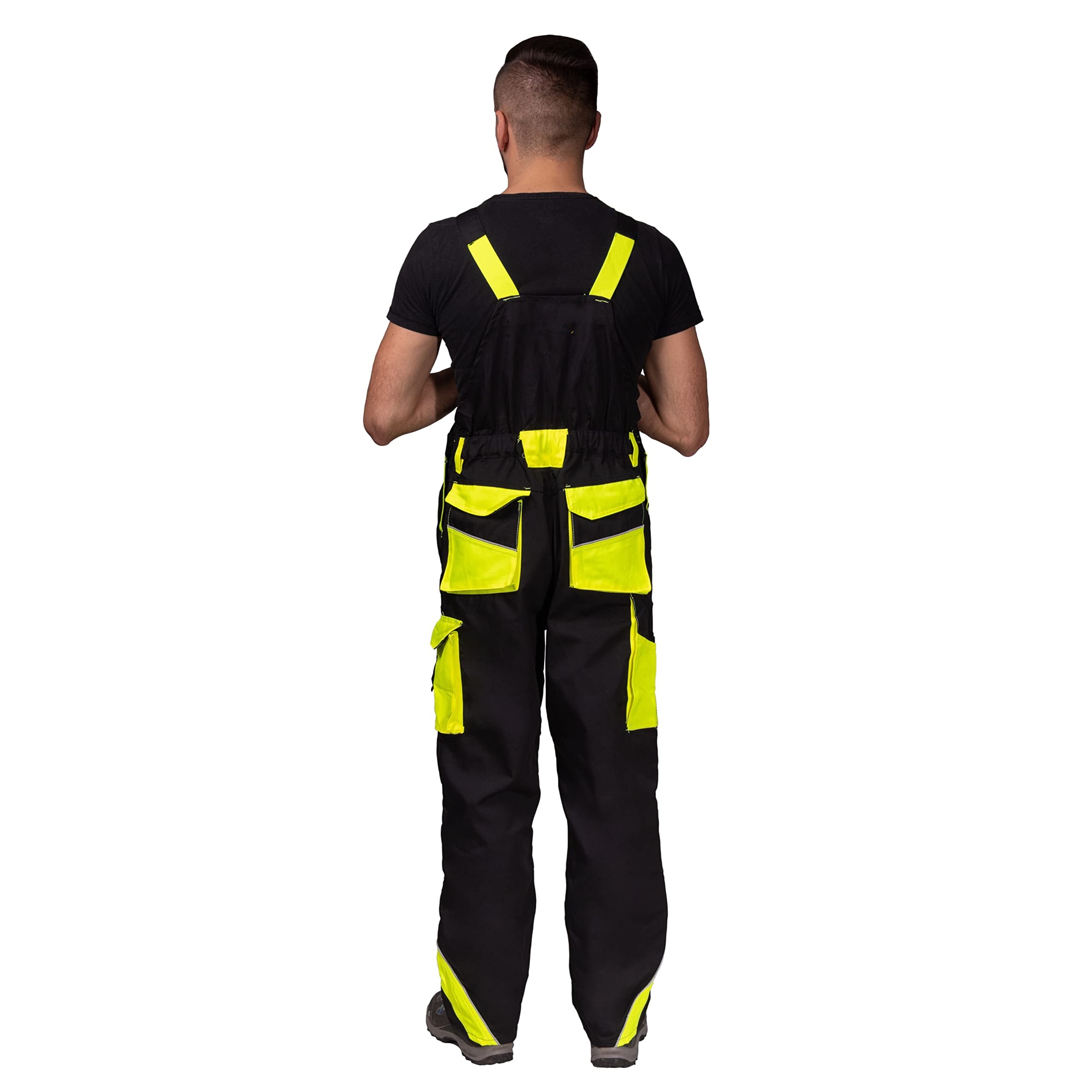 Kombinezony ogrodniczki ogrodniczki męskie Hi Vis odblaskowe spodnie z ochraniaczami na kolana kurtka dostępne idealne do pracy mechanika podłogi Trades