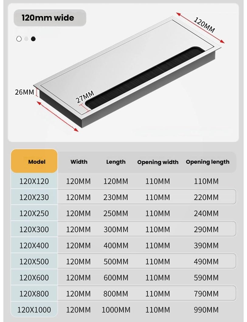 Copriforo for cavi, passacavi da scrivania, copriforo for cavi da scrivania, organizer for cavi da scrivania, PC da ufficio(W120xL600mm)