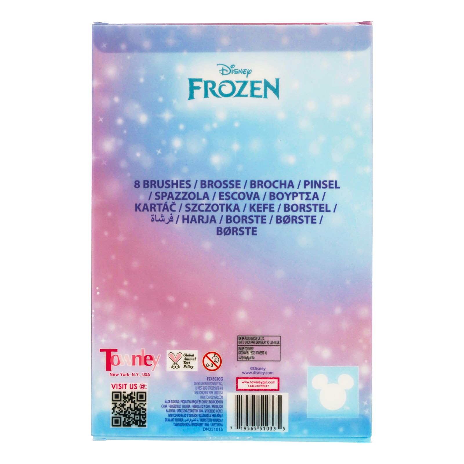 Frozen Zestaw 8 Pędzli do Makijażu Cienie i Róż