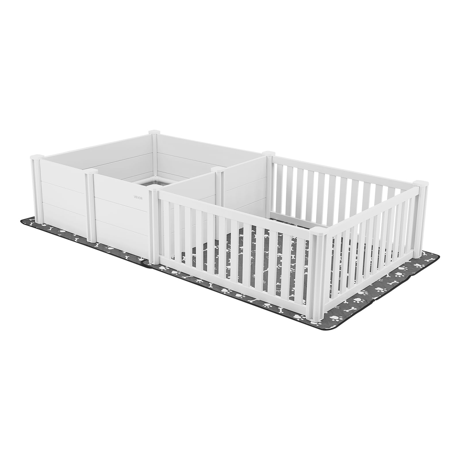 VEVOR Parc de Mise Bas pour Chien, 236x123x46 cm, Caisse de Mise Bas pour Chiots, avec Porte Hauteur Réglable, Tapis d'Urine Lavable, Boite de Naissance Plastique PVC pour Chiens de Très Grande Race