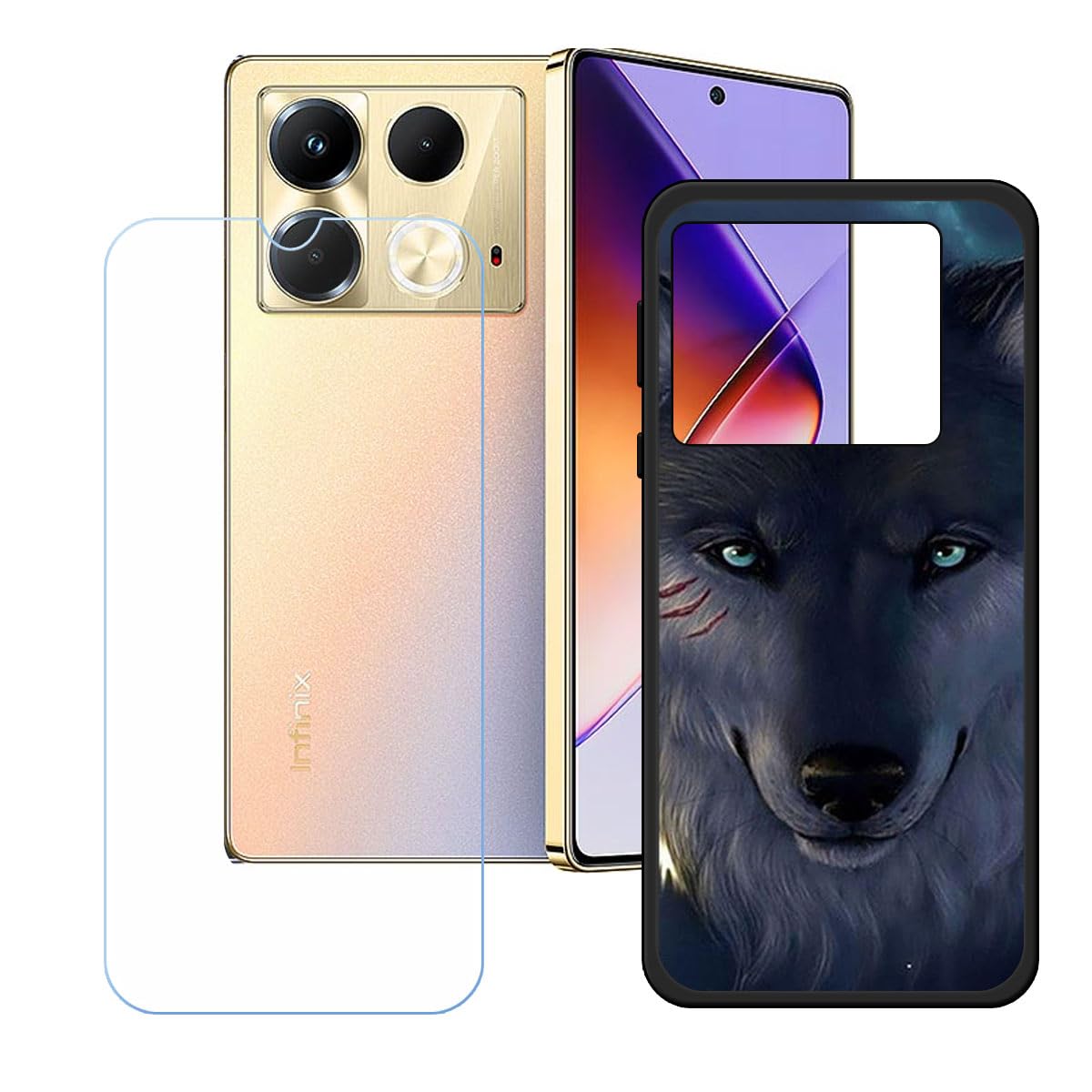 LCEHTOGYE Cover per Honor 90 Smart Pellicola Protettiva in Vetro Temperato,Nero Custodie Morbido Silicone Case Ultra Sottile TPU Custodia per Honor 90 Smart (6,80) - KE171