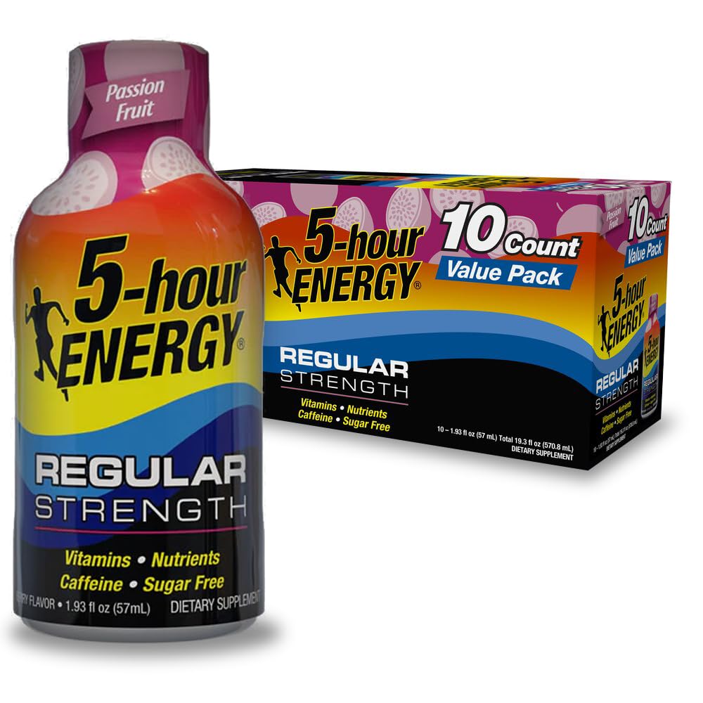 5-hour ENERGY Shot, Regular Strength, Passion Fruit, Value Pack, 1.93 Ounce, 10 Count