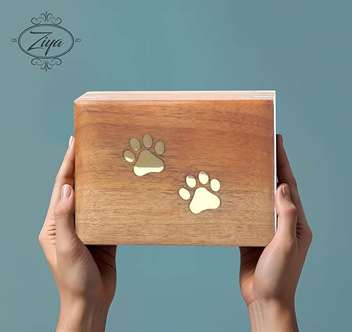 Miniatura 6 de ZIYA Urna Pequeña de Madera para Cremación de Mascotas para Cenizas de Perros y Gatos Urna Conmemorativa de Madera Hecha a Mano para Mascotas