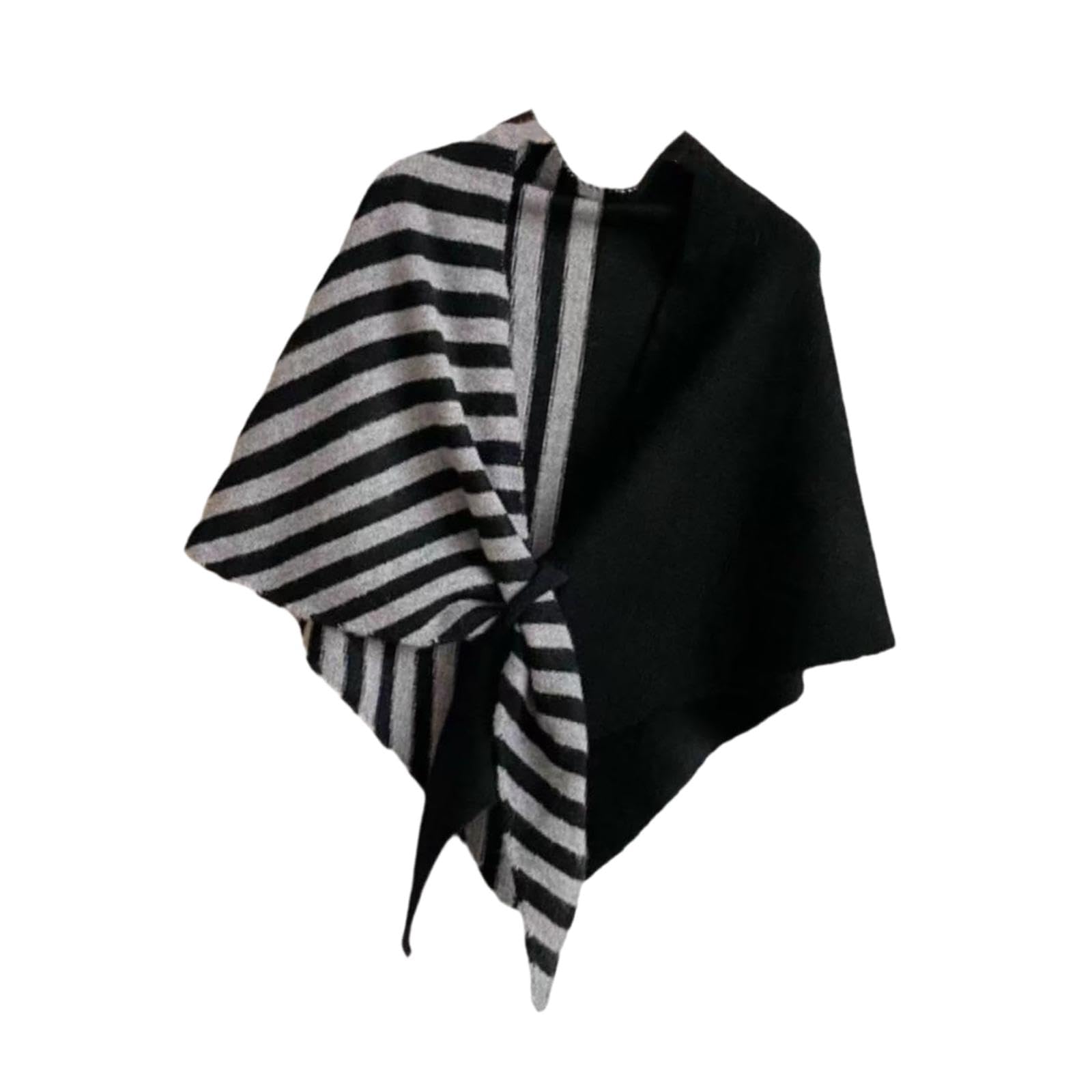 velura Club Bollywood®Women's Triangle Striped Shawl Cozy Cross Cape for Dresses Autumn and Winter Black Gray|Clothing Shoes & Accessories|Womens Accessories|Scarves & Wraps-picture-28
