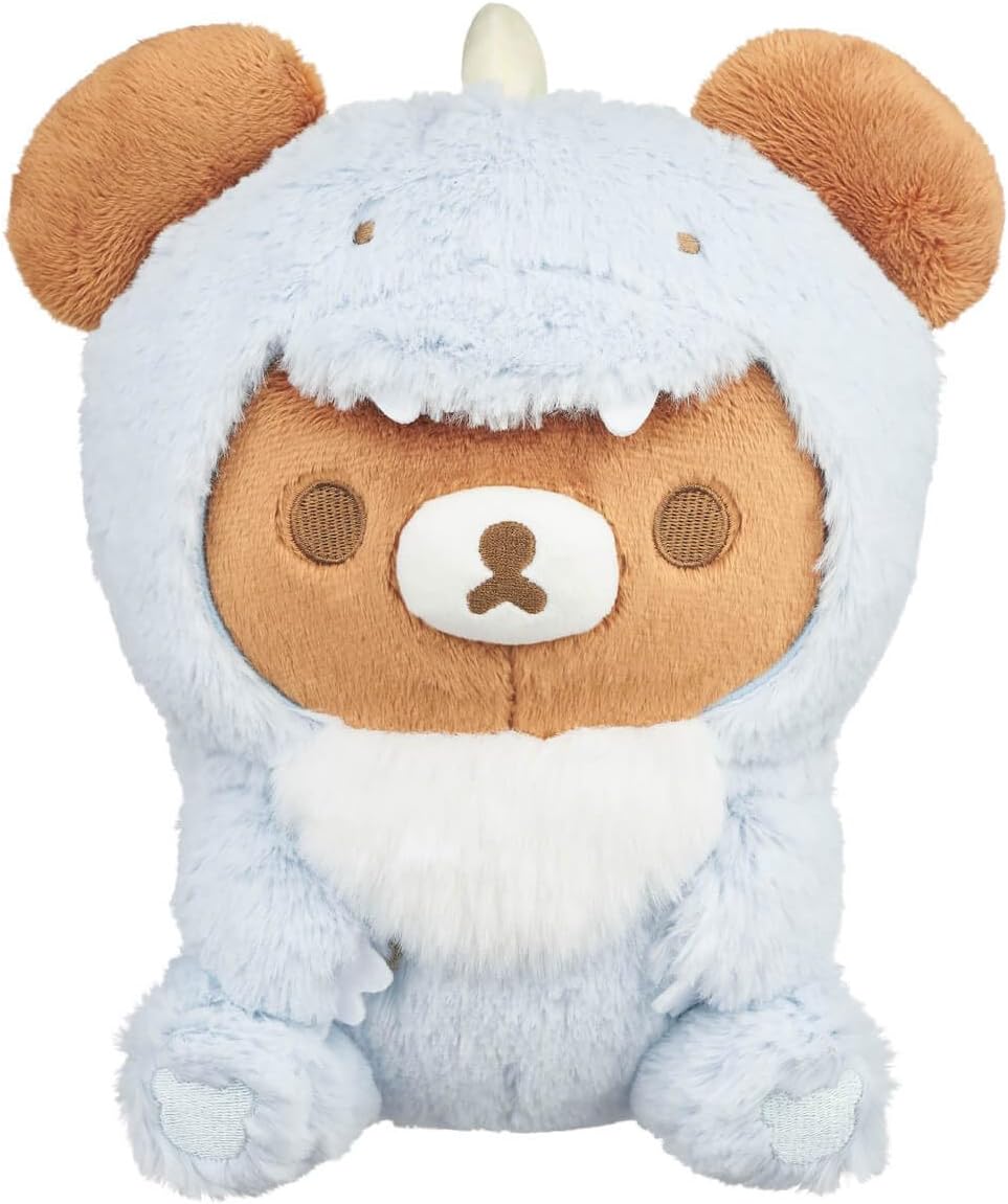 Rilakkuma Chairoikoguma San-X Original Plays with Dino Series Plush - Pastel Blue