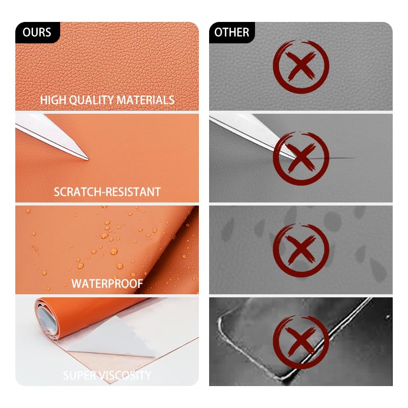 Miniatura 4 de Parche autoadhesivo de reparación de cuero, kit de reparación de vinilo y cuero, parches grandes de 17 x 79 pulgadas, para sofás, asientos de