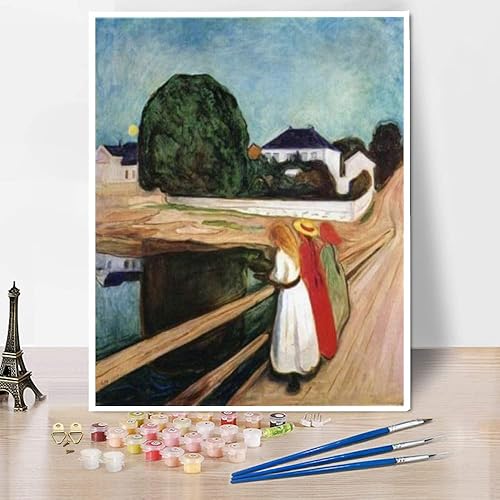 Pintura por números para adultos The Girls On The Bridge Pintura por Edvard Munch DIY Pintura al óleo por números Kits