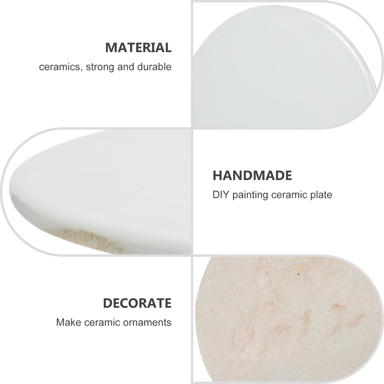Piatto in Ceramica Bianca Fai da Te 30cm, Chip di Ceramica Grezzo Rotondo per Pittura Manuale, Forniture Artistiche per Lezioni di Arte e Hobby Creativi per Ragazzo Ragazza