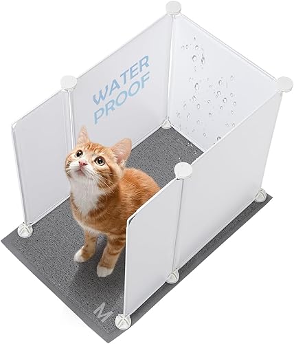 MEEXPAWS Caja de arena para gatos pequeña, protector contra salpicaduras de 20.5 pulgadas de largo x 14 pulgadas de ancho x 18 pulgadas de alto, con