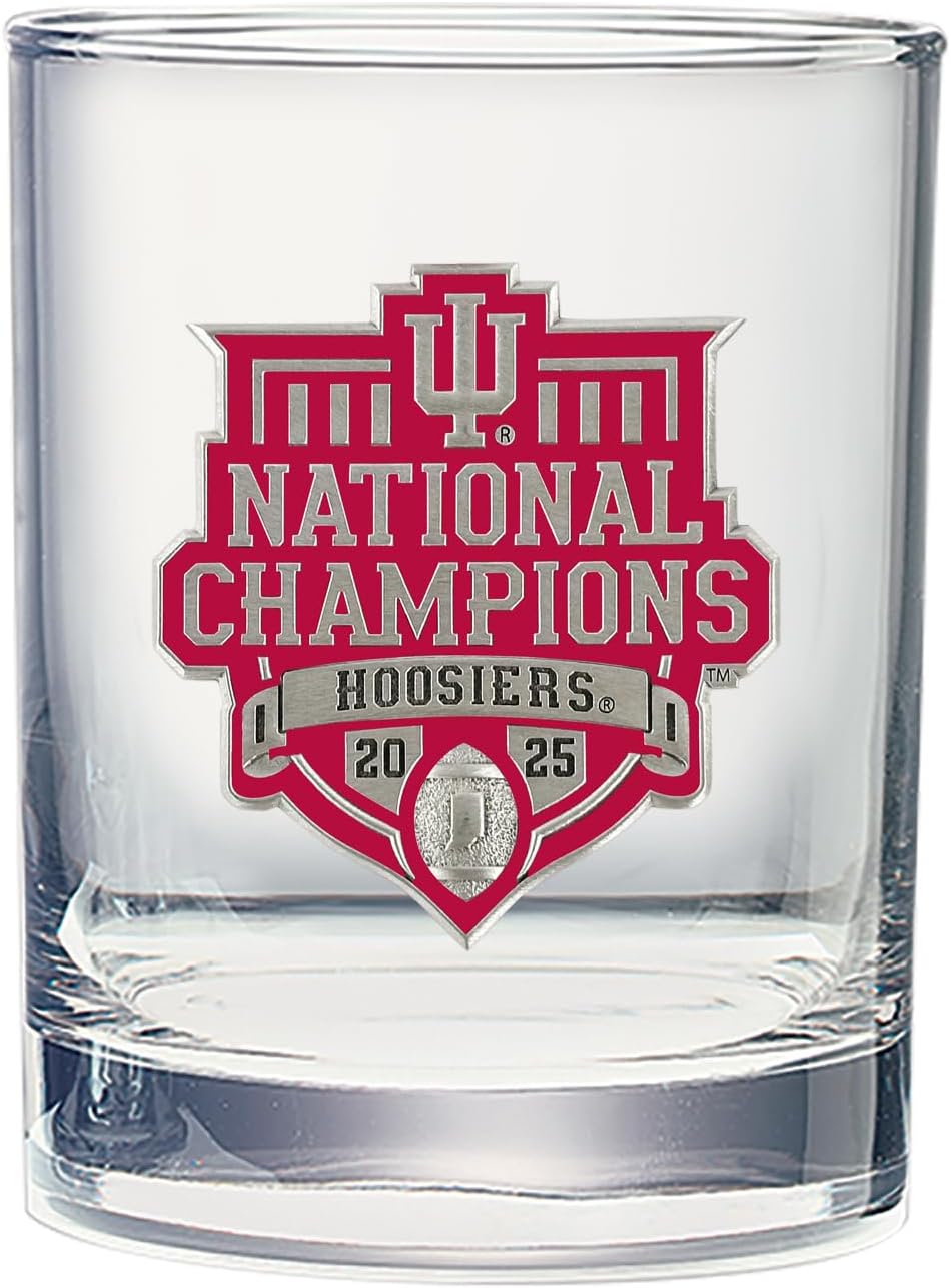 2025-26 Indiana Hoosiers National Championship Football Double Old Fashion | Double Rocks Glass 14 OZ for Liquor | Expertly Crafted Pewter Glass