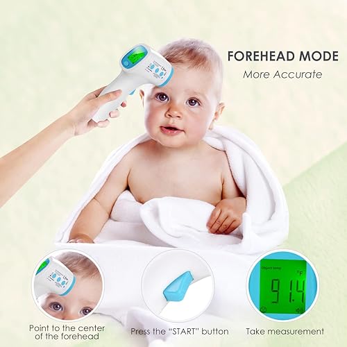 Miniatura 3 de Termómetro para bebés y fiebre, sin contacto instantáneo, termómetro digital infrarrojo con alarma de fiebre, termómetro sin contacto para niños,