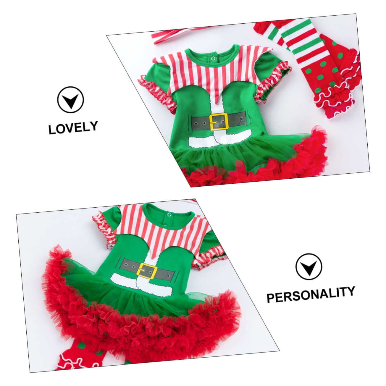 GALPADA 1 Set Vestito Del Bambino Elfo Di Natale Pigiama Costumi Per Le Ragazze Fasce Per I Più Piccoli Vestiti Per Ragazze Tutu Delle Bambino Vestito Di Natale Forniture Di
