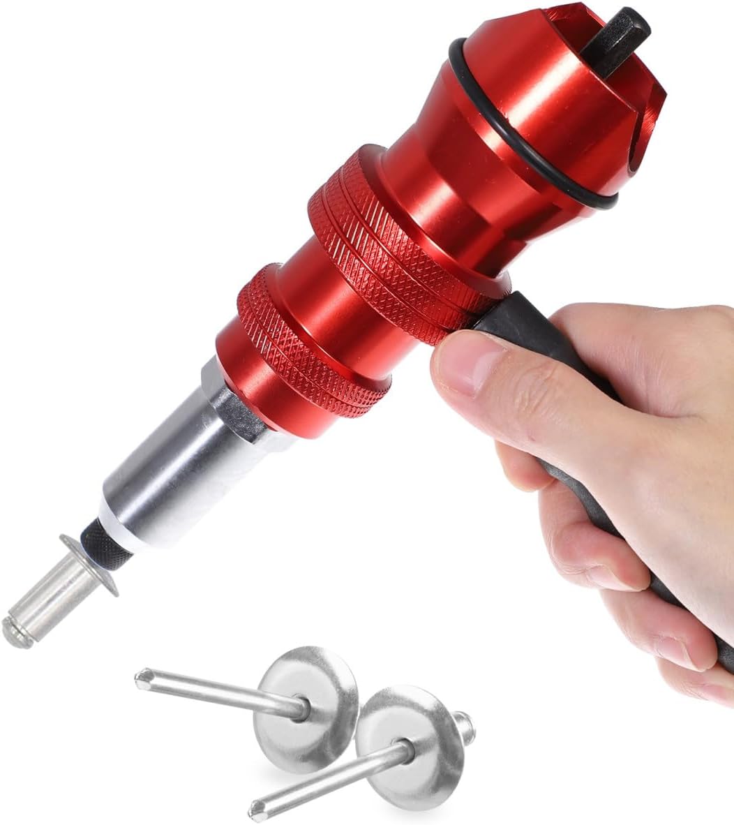 VOSAREA 1Set Rivet Tool Adapter for Electric Riveter Aluminum Alloy Head Quick Release Compatible with Drill High Durability for Efficient Riveting for Home and Work Projects