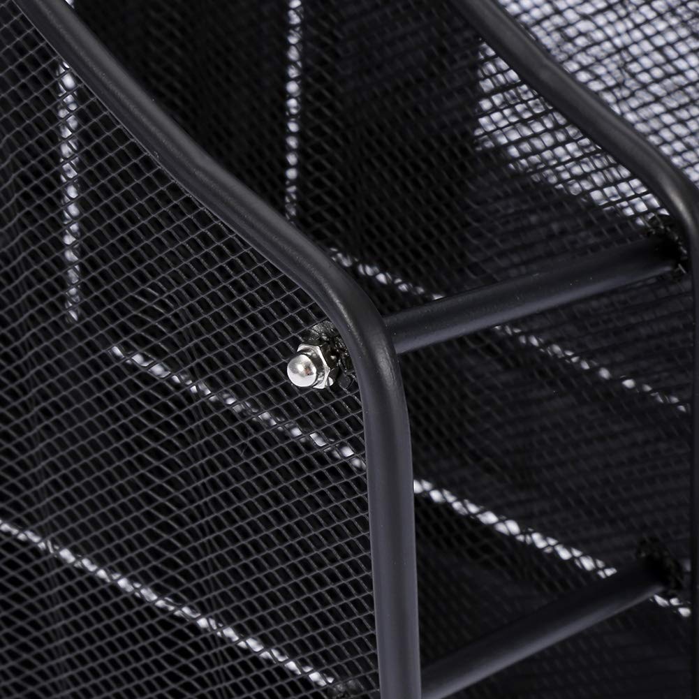 Organizer per portadocumenti in metallo con 4 slot, supporto verticale per ufficio, scrivania, casa, nero, 28x34,5x35 cm