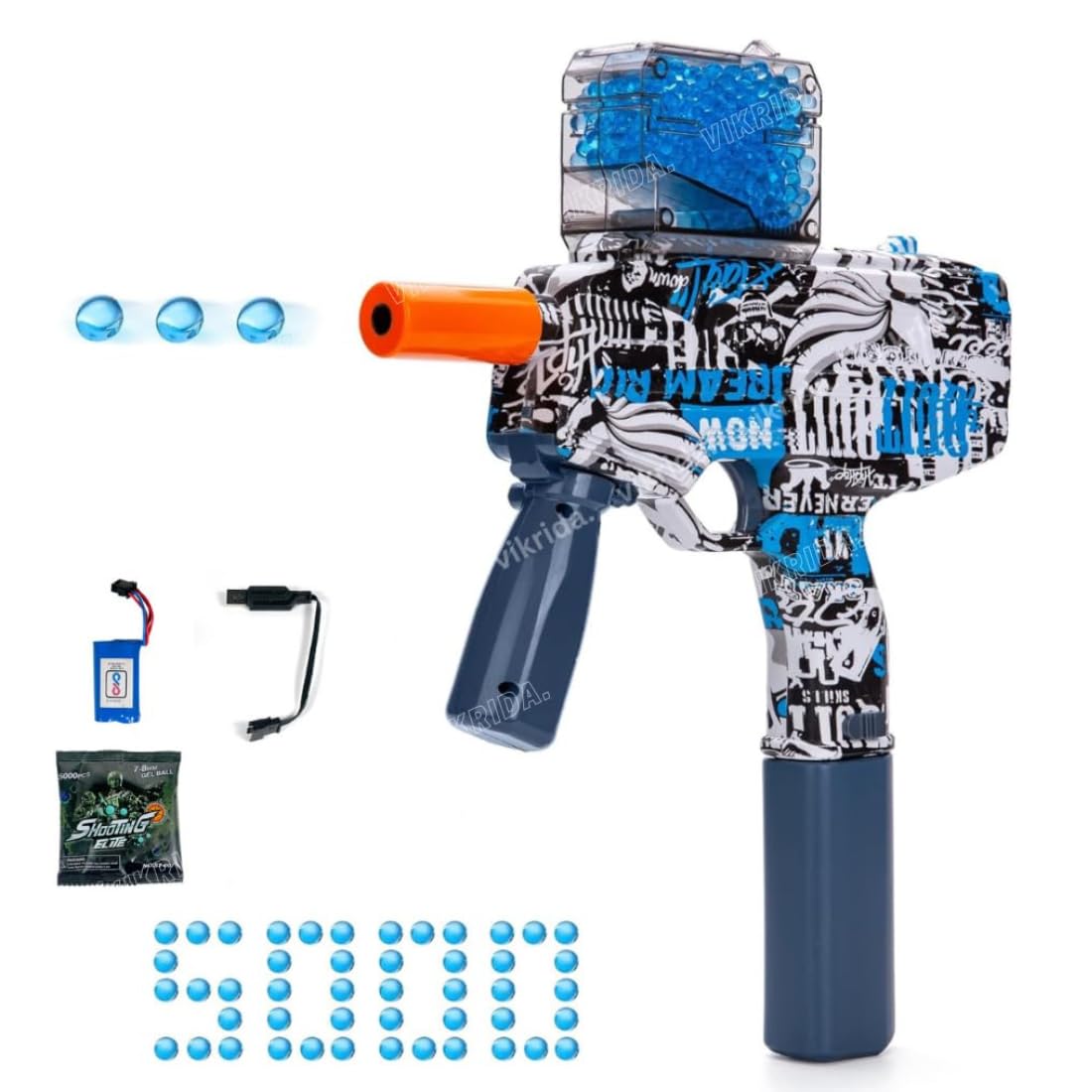 Sponsored Ad - VikriDA MP9 Gel Blaster Gun – Automatic Small Balls Shooter with 5000 Ammo for Adults – Blue
