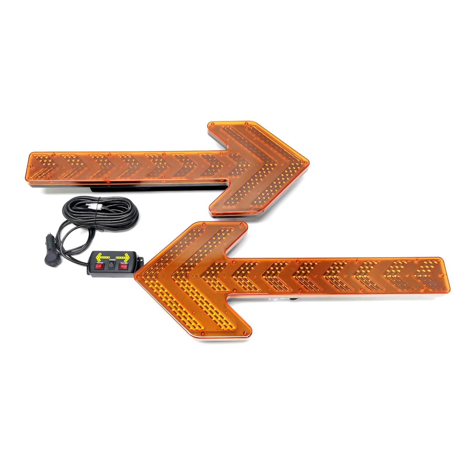 Led-Verkehrsleitsystem Arrow Stick, Extrem Helles, Blinkendes Warnlicht | Hochbelastbare Doppelschichtige Pc-Pfeilschilder Links/Rechts FüR Wasser & Feuerwehrfahrzeuge Inklusive Halterungen(Yellow)