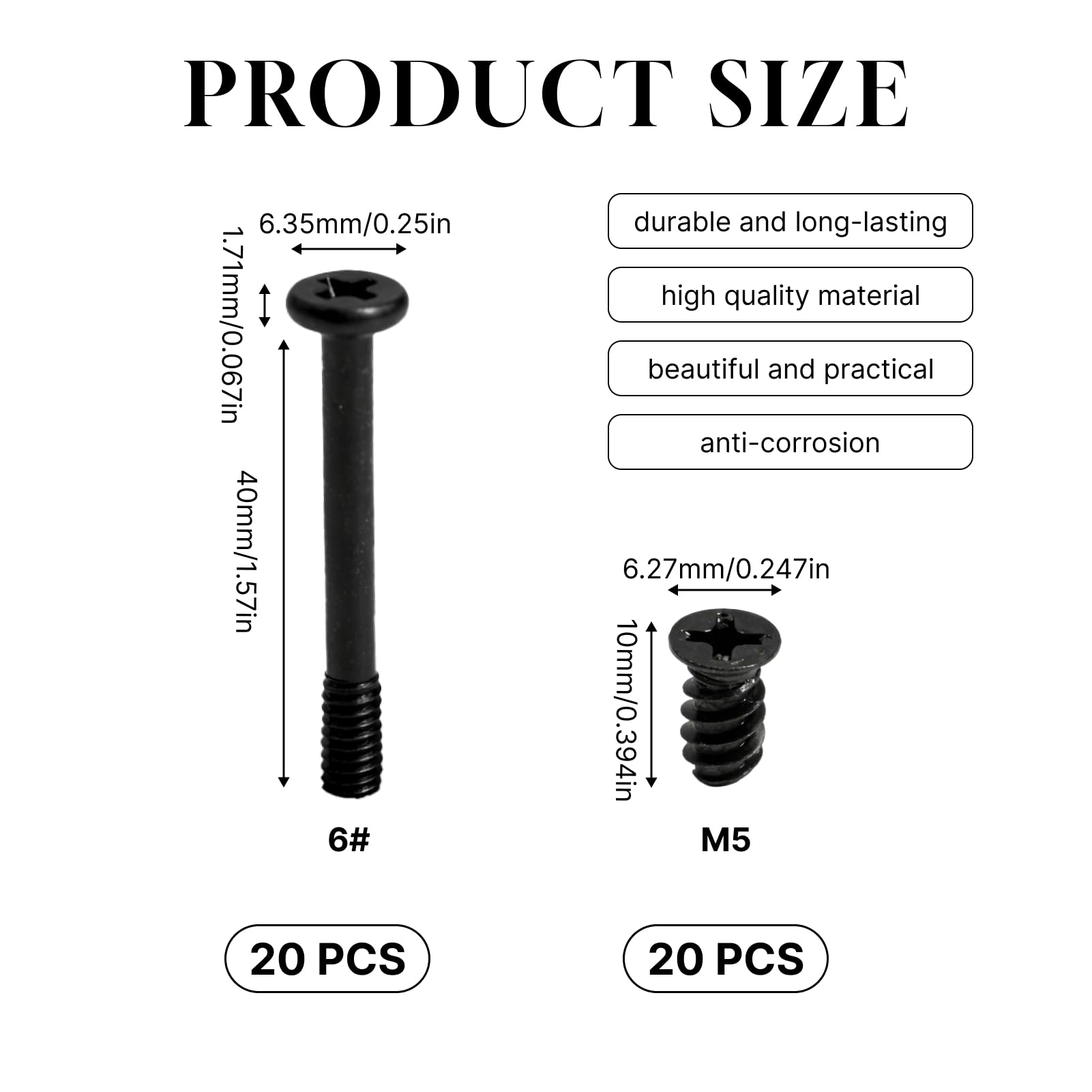 Lote de 80 Tornillos para Ventilador y Caja de PC–M5 x 10 mm y 6-32 x 30 mm en Acero al Carbono,Tornillos Autorroscantes para Radiador, Refrigeración Líquida y Montaje de Ventiladores de Ordenador - 2