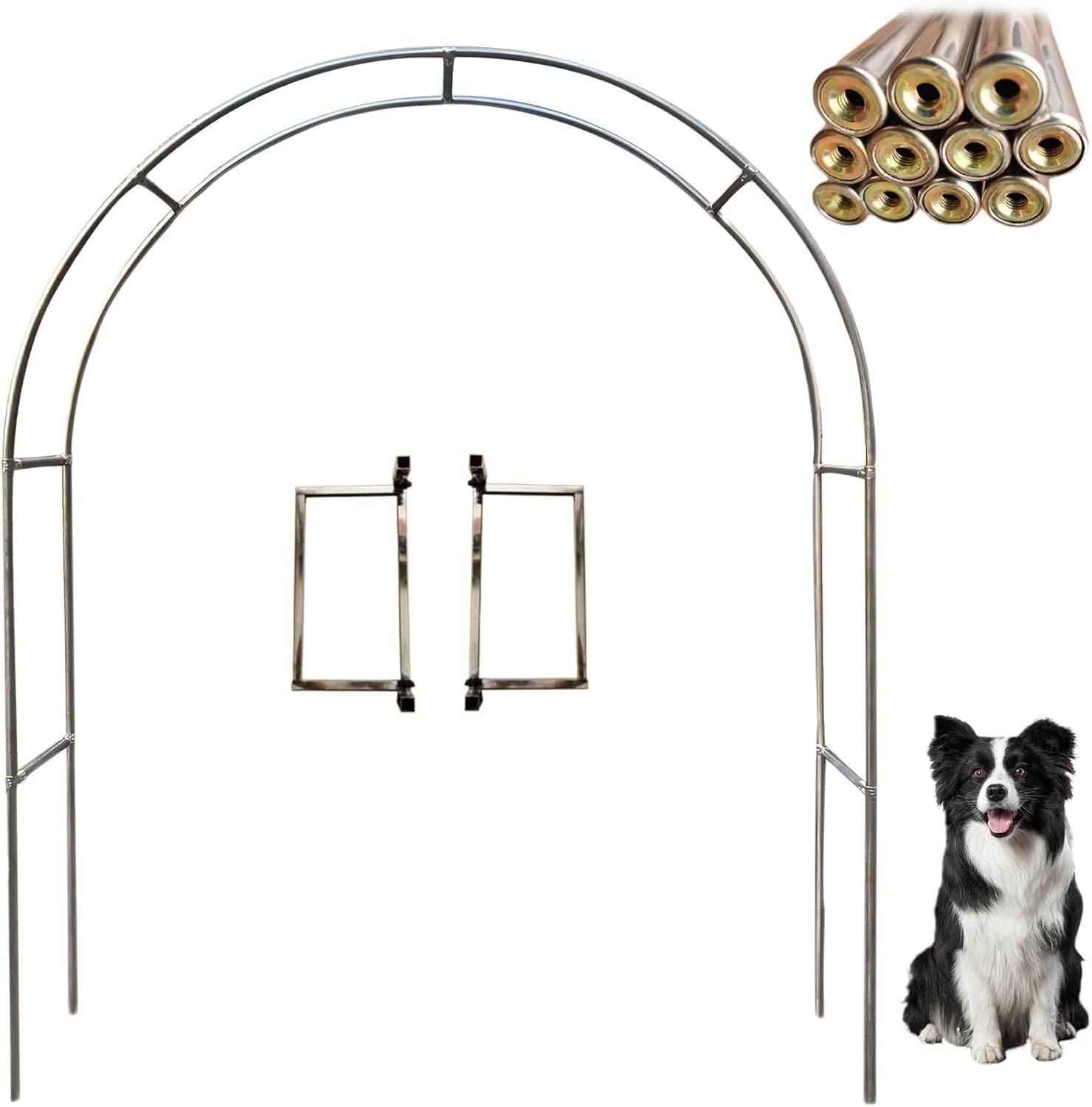 bettght Stainless Steel Outdoor and Indoor Garden or Wedding Arch 230/240CM for Climbing Plants Rose Trellis Outdoor Arbour(25mm+base,1.8 * 2.4m(5.9 * 7.9ft))