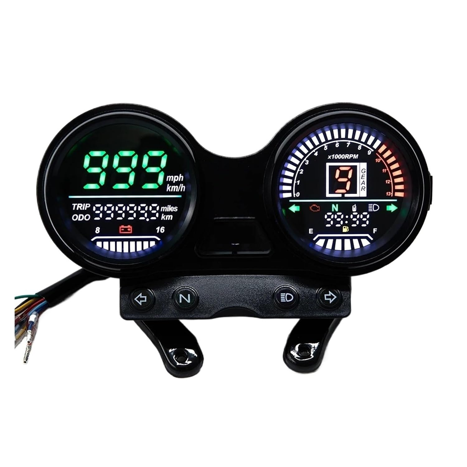 Motorcycle Speedometer Odometer for LED Digital Phone Charge Waterproof Gauge Instrument with Bracket